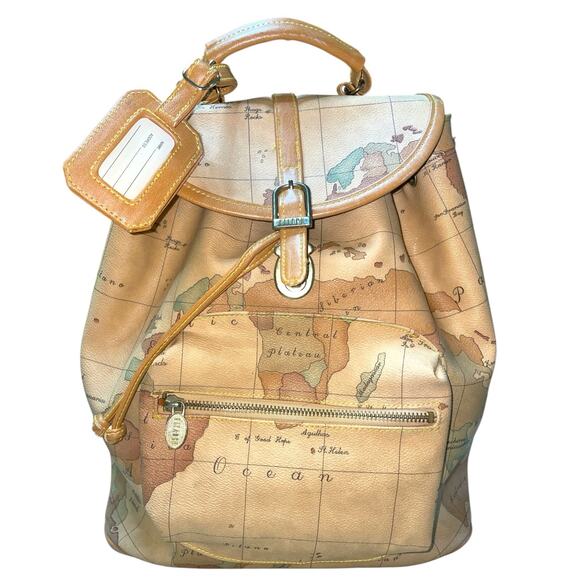 Gitano World Map Faux Leather Travel Backpack - Picture 1 of 11